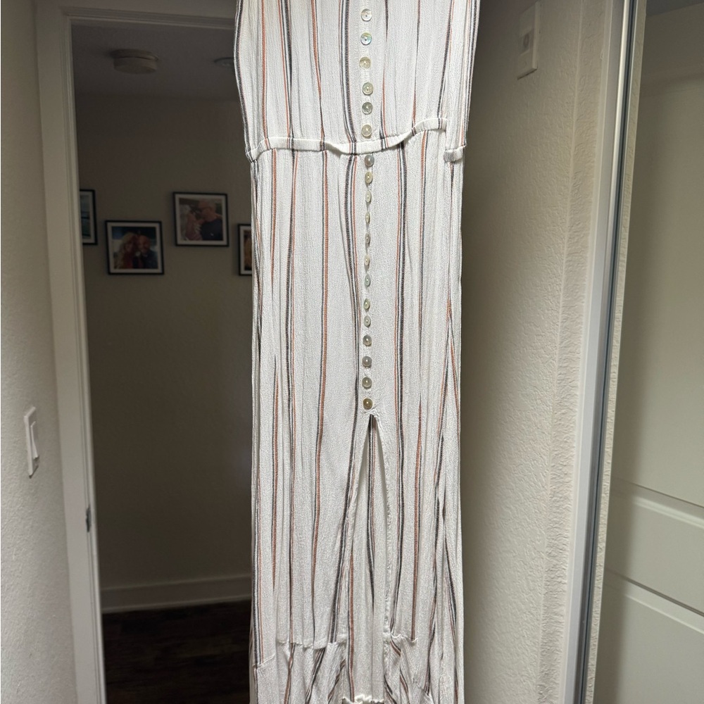 Striped Button-Down Jumpsuit